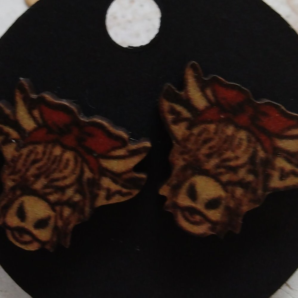 Highlander Cow with Red Headband earrings
